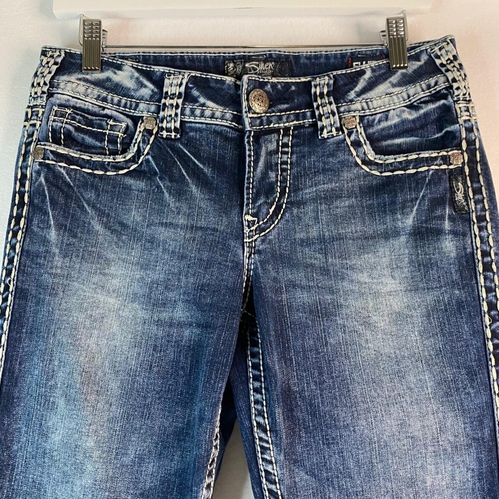 Silver Jeans Co Fluid Denim Suki Capri's Women's Embellished Pockets 30/22.5 EUC - Picture 4 of 14